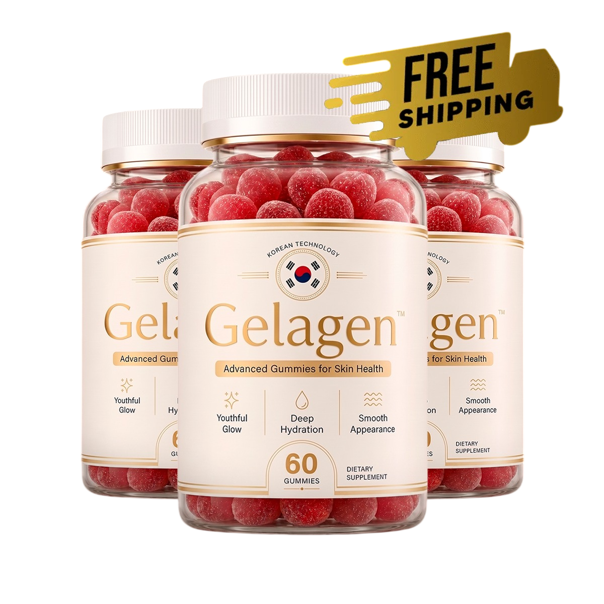 3 Bottles of Gelagen Skin Gummies