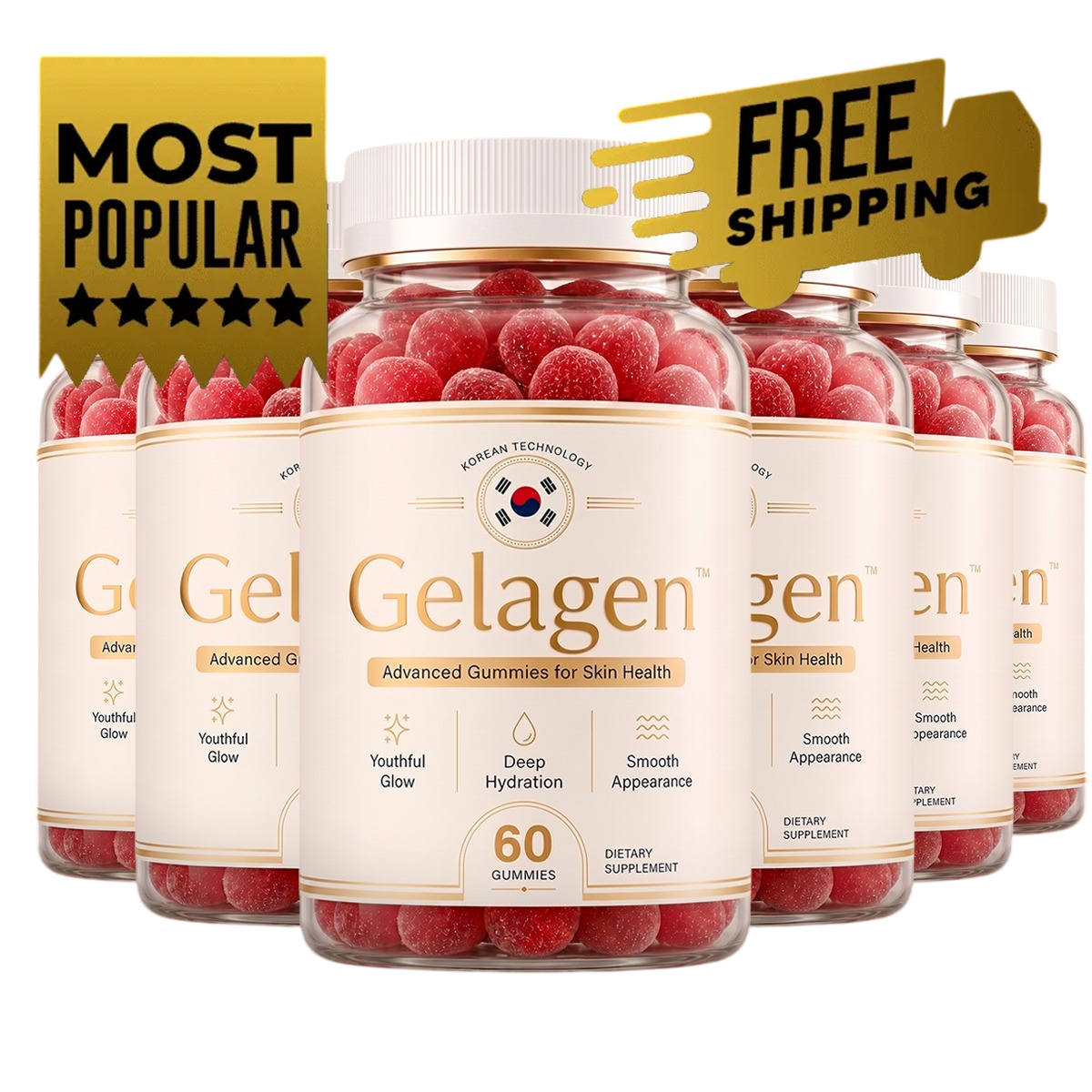 6 Bottles of Gelagen Skin Gummies