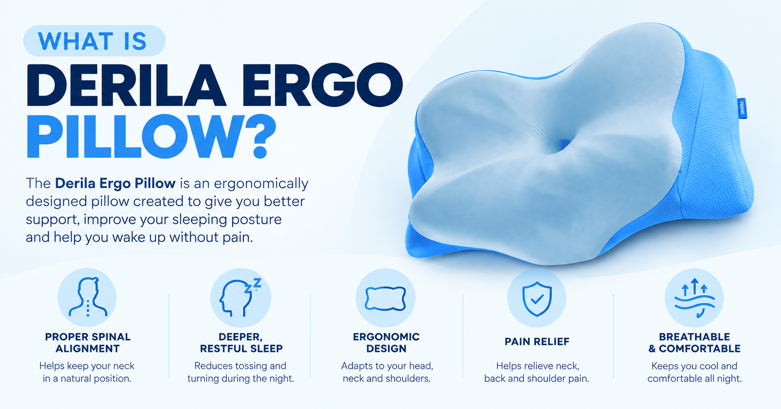Derila Ergo Pillow ergonomic design infographic